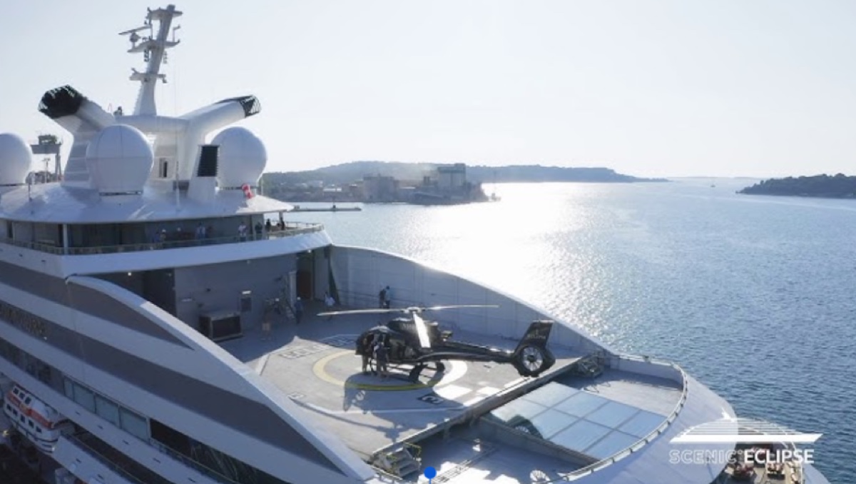 Scenic Eclipse, helicopter on deck