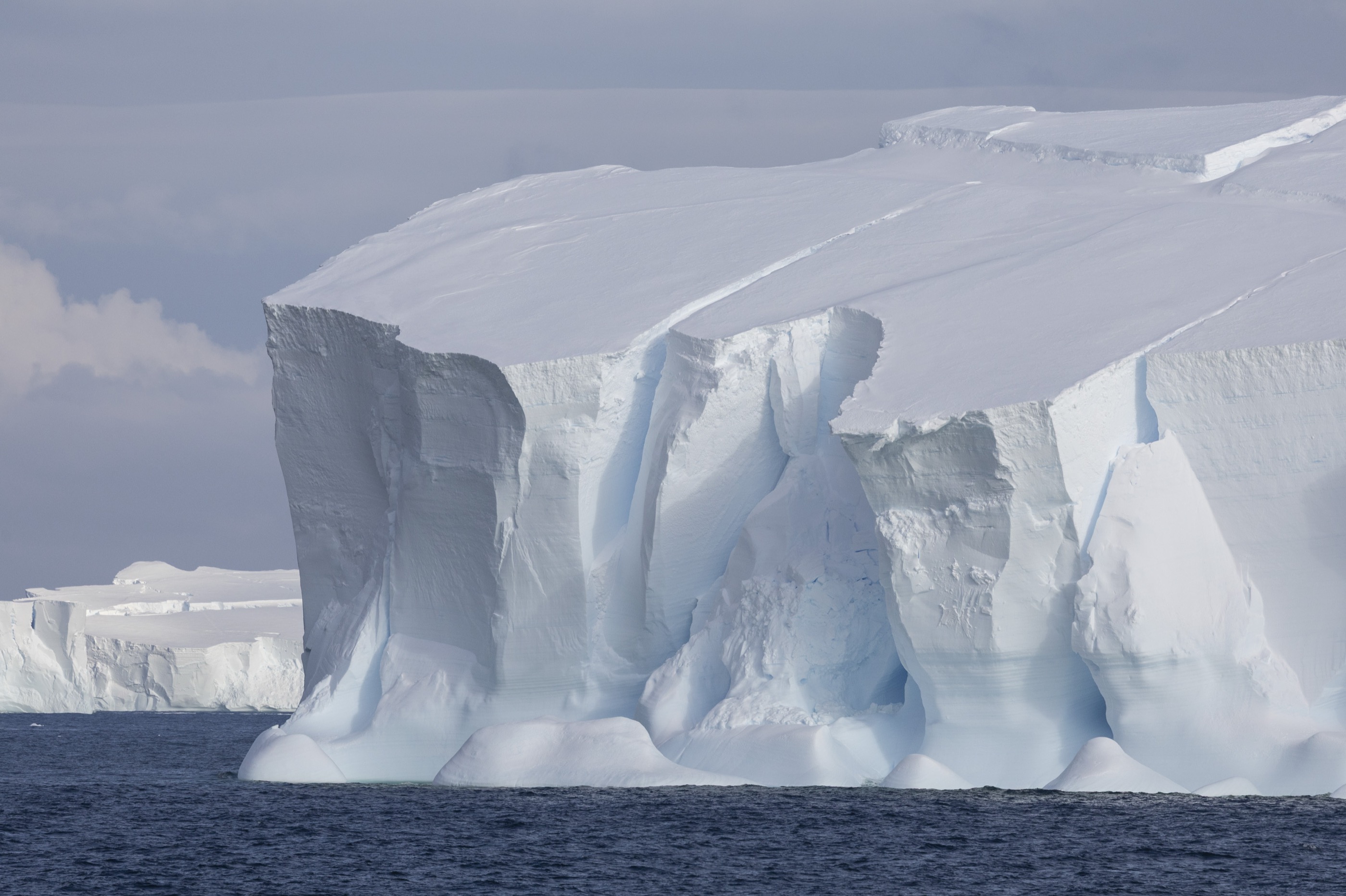 A vast tabular iceberg with sheer ice walls, Ross Sea